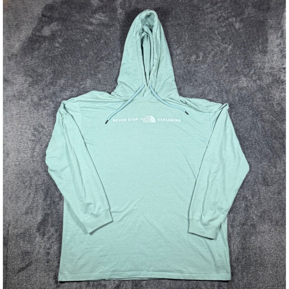 The North Face Mens XL Never Stop Exploring Hoodie Long Sleeve Tee Seafoam Green - Picture 1 of 8